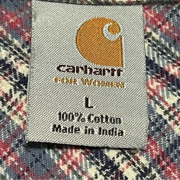 Carhartt Pink and Blue Plaid Flannel Shirt. Size Large. Great Condition!! - Picture 8 of 14